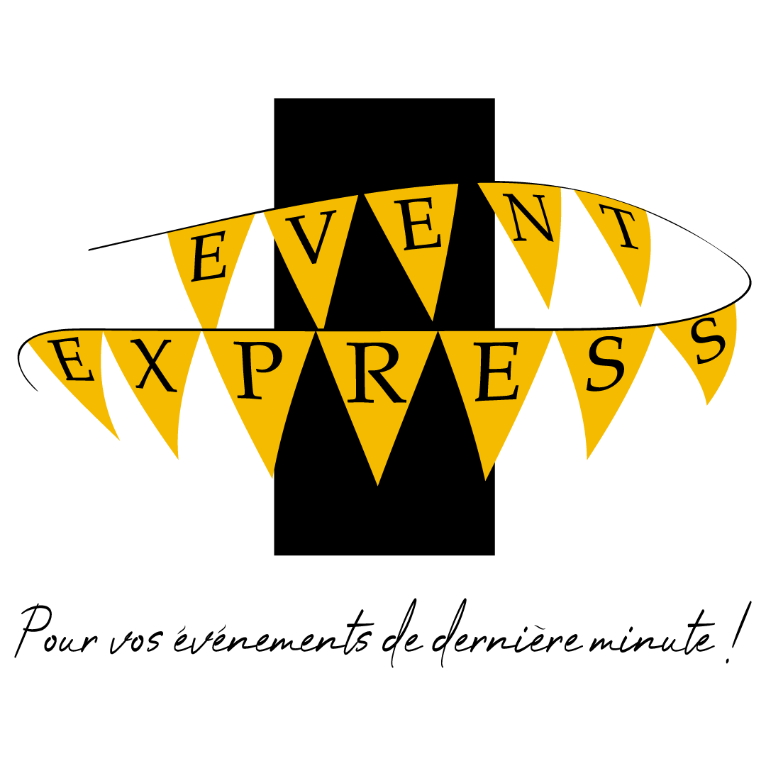 logo event express avec une banderole de drapeaux triangulaire